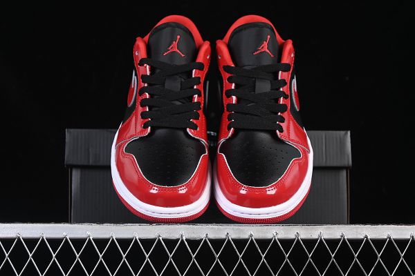 Air Jordan 1 Low 2025新款男生漆皮黑紅 低幫文化休閒板鞋