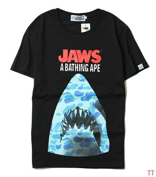 bape 短袖 夏季新款 迷彩鲨鱼潮流男生圆领短t 黑色