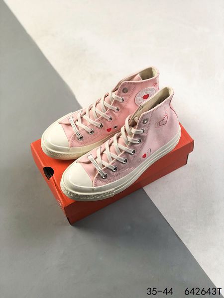 Converse 愛心 情侶款潮流百搭耐磨防滑高幫休閒帆布板鞋