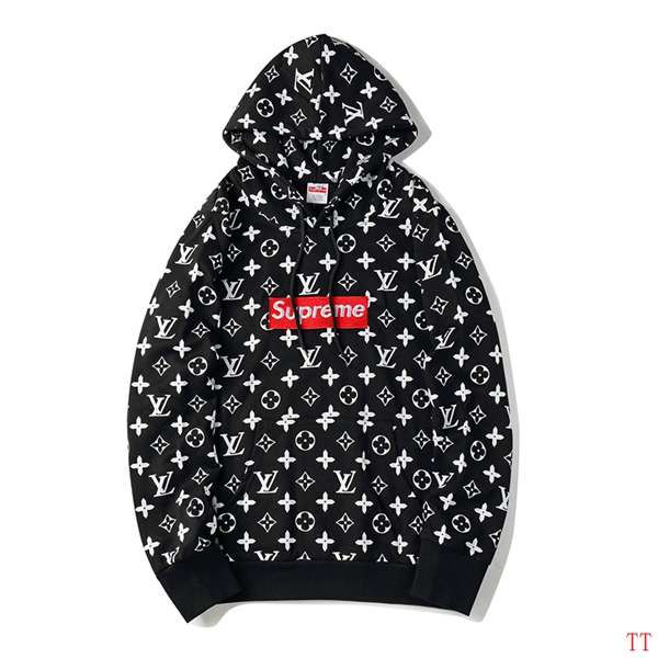 lvsupreme联名外套,supreme联名lv外套 supreme衣服 2018新款 lv联名老花经典男生连帽长袖卫衣 jm