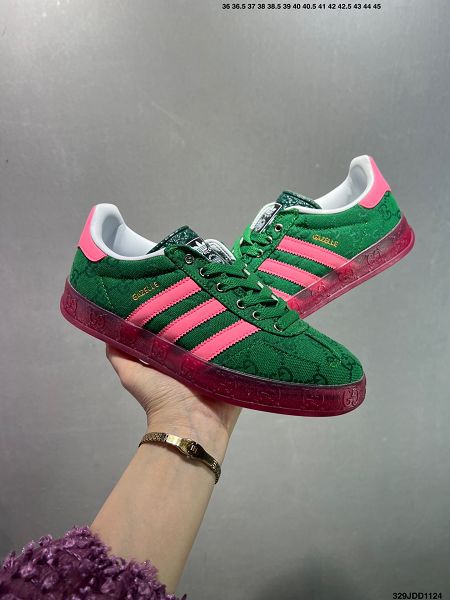 Gucci x Adidas Originals Gazelle INdoor 聯名 2025新款情侶款休閒防滑耐磨低幫板鞋