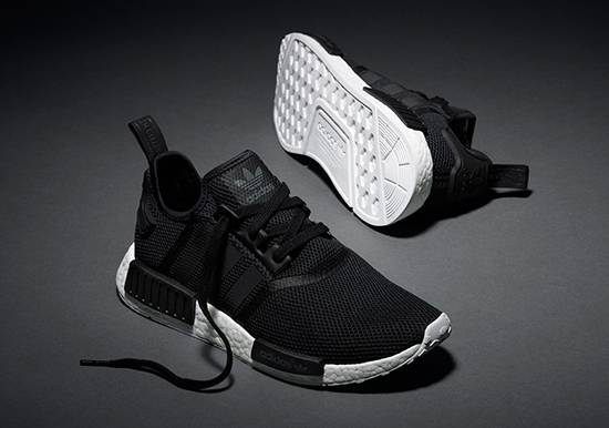 Adidas Originals NMD Runner 2022新款 三葉草網面透氣泡沫底情侶鞋 黑色 