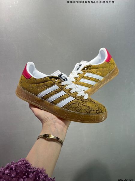 Gucci x Adidas Originals Gazelle INdoor 聯名 2025新款情侶款休閒防滑耐磨低幫板鞋