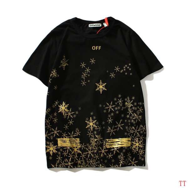 off white衣服 2018新款 烫金雪花男生圆领短袖t恤 jm