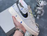 Nike Air Force 1 07 2023新款 男女款白彩虹潑墨全掌內置蜂窩氣墊