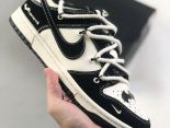 Nike SB Dunk Low 綁繩綁帶系列 蝙蝠白黑色 男女款復古低幫休閒運動滑板板鞋